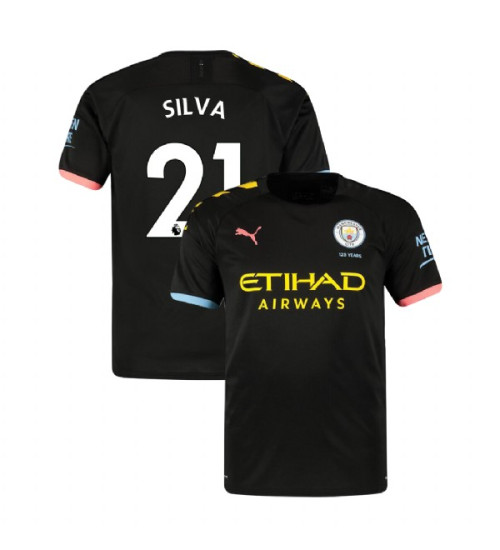 2019/20 Manchester City Soccer #21 David Silva Black Away Replica Jersey
