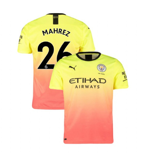 マンチェスター・シティ 19/20 THIRDユニフォーム MAHREZ 26 2019-20 Manchester City Soccer #26 Riyad Mahrez Yellow Pink Third