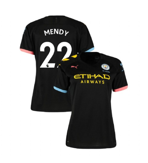 Women's Manchester City Soccer 2019/20 Away #22 Benjamin Mendy Black Replica Jersey