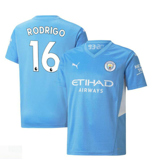 Womens 2021/22 Manchester City #16 Rodrigo Home Light Blue Authentic Jersey
