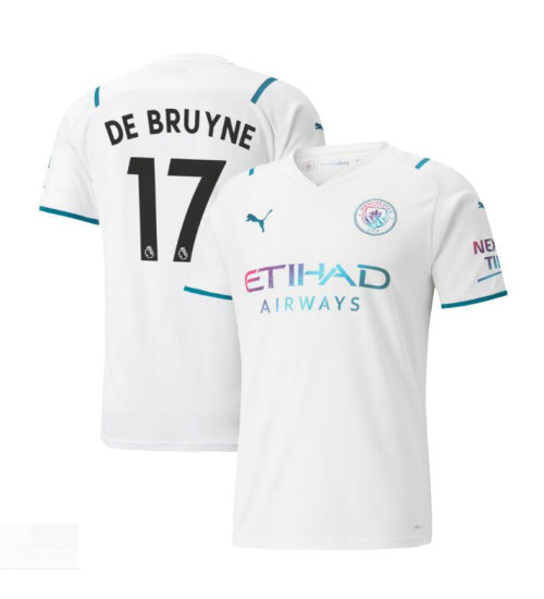 2021/22 Manchester City #17 Kevin De Bruyne Away White Authentic Jersey