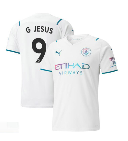 2021/22 Manchester City #9 Gabriel Jesus Away White Authentic Jersey