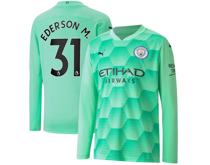 حفارة الارض 2020-21 Manchester City #31 Ederson M. Goalkeeper Away Pale Green ... حفارة الارض