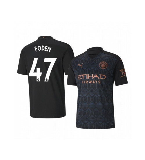 2020-21 Manchester City Phil Foden Away Black Authentic Jersey