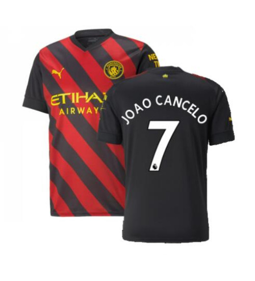 2022-23 Manchester City JOAO CANCELO 7 Away Black And Red Replica Jersey