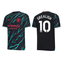 YOUTH 2023-24 Manchester City 10 Jack Grealish Third Black Authentic Jersey