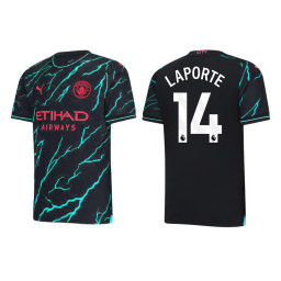 YOUTH 2023-24 Manchester City 14 Aymeric Laporte Third Black Replica Jersey