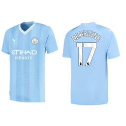 2023-24 Manchester City 17 Kevin De Bruyne Home Blue Authentic Jersey