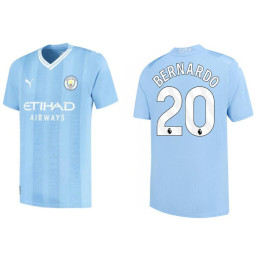 Women 2023-24 Manchester City 20 Bernardo Silva Home Blue Authentic Jersey