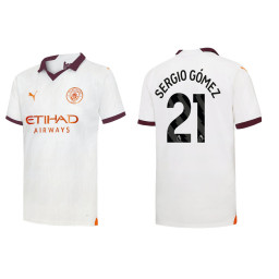 2023-24 Manchester City 21 Sergio Gomez Away White Replica Jersey