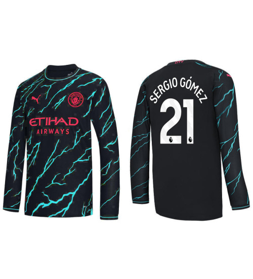 Youth 2023-24 Manchester City 21 Sergio Gomez Third Black Long Sleeve Jersey