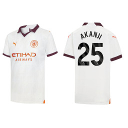 Youth 2023-24 Manchester City 25 Manuel Akanji Away White Authentic Jersey