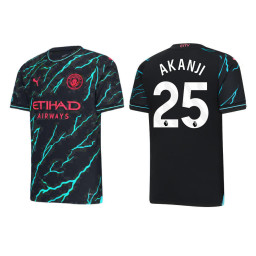 YOUTH 2023-24 Manchester City 25 Manuel Akanji Third Black Authentic Jersey