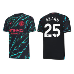 YOUTH 2023-24 Manchester City 25 Manuel Akanji Third Black Replica Jersey