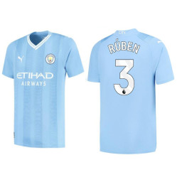 Youth 2023-24 Manchester City 3 Ruben Dias Home Blue Authentic Jersey