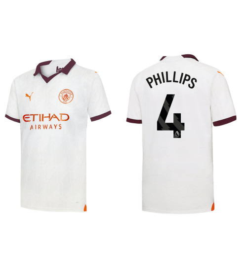 Women 2023-24 Manchester City 4 Kalvin Phillips Away White Authentic Jersey
