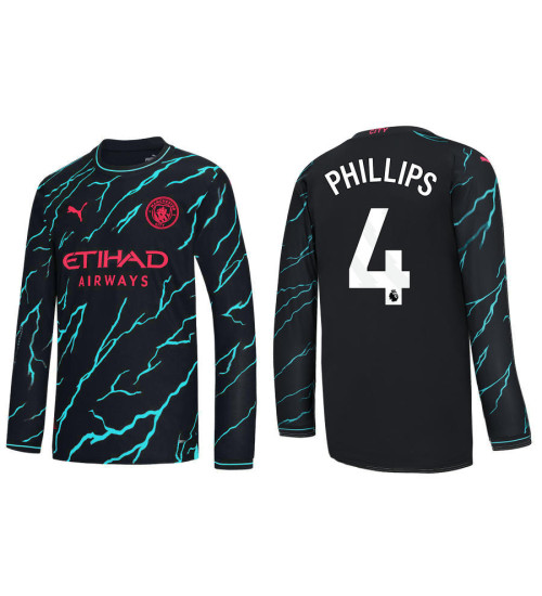 2023-24 Manchester City 4 Kalvin Phillips Third Black Long Sleeve Jersey