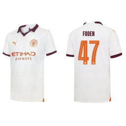 Women 2023-24 Manchester City 47 Phil Foden Away White Authentic Jersey