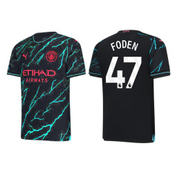 2023-24 Manchester City 47 Phil Foden Third Black Authentic Jersey