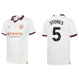 2023-24 Manchester City 5 John Stones Away White Authentic Jersey