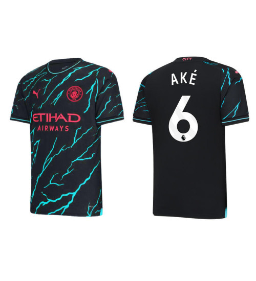 2023-24 Manchester City 6 Nathan Ake Third Black Authentic Jersey