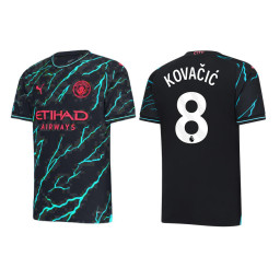 YOUTH 2023-24 Manchester City 8 Mateo Kovacic Third Black Authentic Jersey