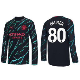 2023-24 Manchester City 80 Cole Palmer Third Black Long Sleeve Jersey