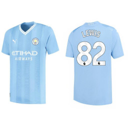 Women 2023-24 Manchester City 82 Rico Lewis Home Blue Authentic Jersey