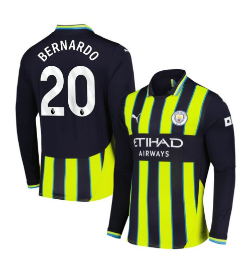 Youth Manchester City 2024-25 Away Black Bernardo Silva 20 Authentic Long Sleeve Jersey