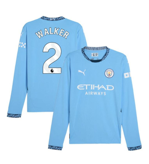 Youth Manchester City 2024-25 Home Blue Kyle Walker 2 Replica Long Sleeve Jersey