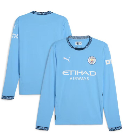 Manchester City 2024-25 Home Blue Authentic Long Sleeve Jersey