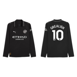 2025-2026 Manchester City 10. Jack Grealish Authentic Black Away Long Sleeve Jersey