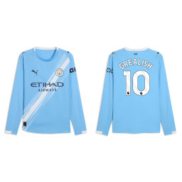 2025-2026 Manchester City 10. Jack Grealish Authentic Blue Home Long Sleeve Jersey