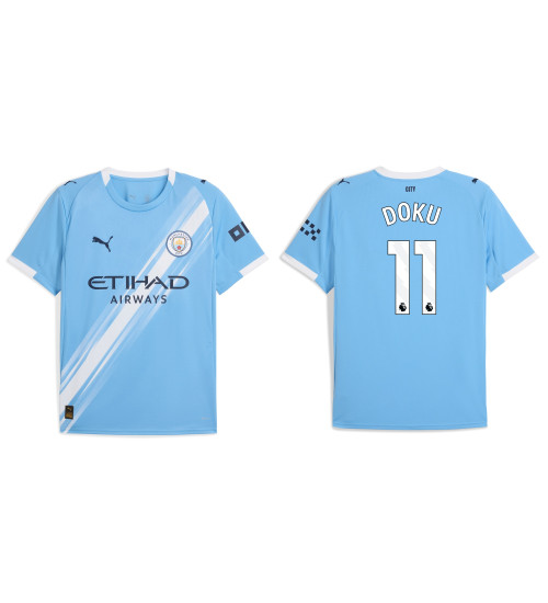 2025-2026 Manchester City 11. Jeremy Doku Replica Blue Home Jersey