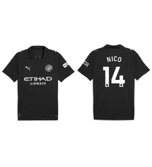 2025-2026 Manchester City 14. Nico Gonzalez Authentic Black Away Jersey