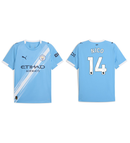 2025-2026 Manchester City 14. Nico Gonzalez Replica Blue Home Jersey