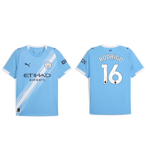 2025-2026 Manchester City 16. Rodrigo Replica Blue Home Jersey