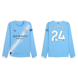 2025-2026 Manchester City 24. Josko Gvardiol Authentic Blue Home Long Sleeve Jersey