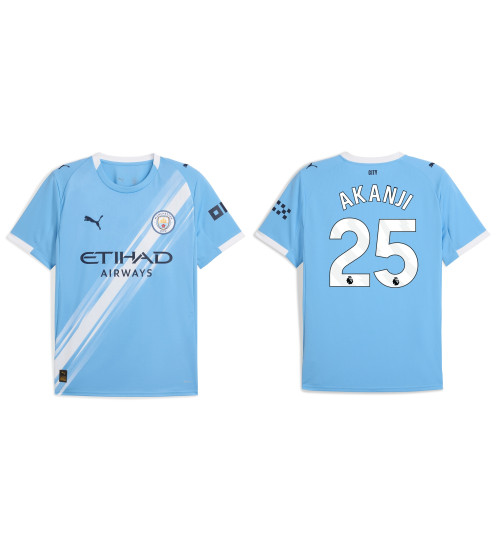 2025-2026 Manchester City 25. Manuel Akanji Authentic Blue Home Jersey