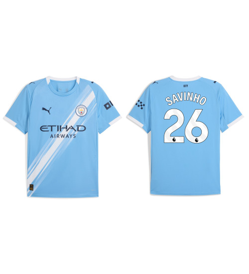 2025-2026 Manchester City 26. Savinho Authentic Blue Home Jersey