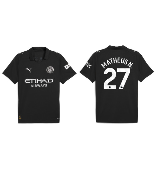2025-2026 Manchester City 27. Matheus Nunes Authentic Black Away Jersey