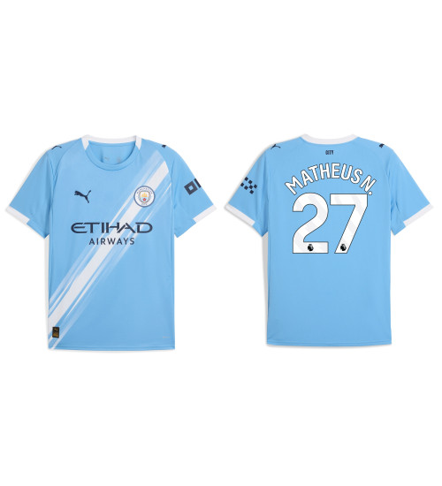 2025-2026 Manchester City 27. Matheus Nunes Authentic Blue Home Jersey