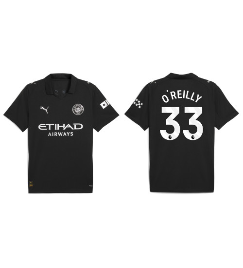 2025-2026 Manchester City 33. Nico O'Reilly Replica Black Away Jersey