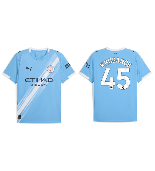 2025-2026 Manchester City 45. Khusanov Abdukodir Authentic Blue Home Jersey