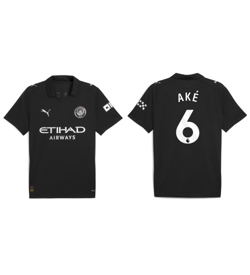 2025-2026 Manchester City 6. Nathan Ake Authentic Black Away Jersey