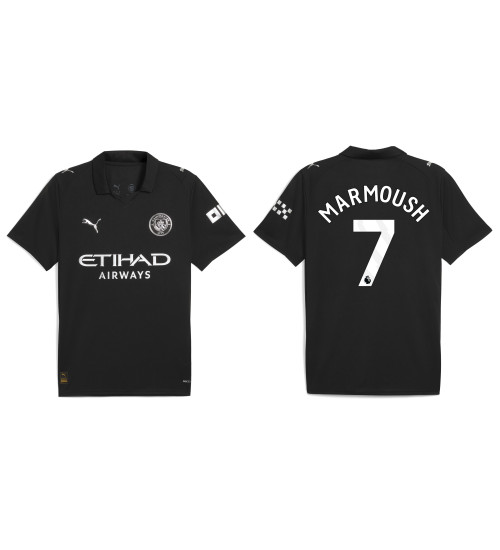 2025-2026 Manchester City 7. Omar Marmoush Replica Black Away Jersey