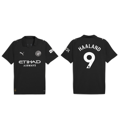 2025-2026 Manchester City 9. Erling Haaland Authentic Black Away Jersey