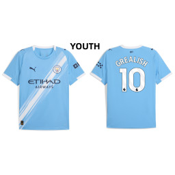 Youth 2025-2026 Manchester City 10. Jack Grealish Authentic Blue Home Jersey