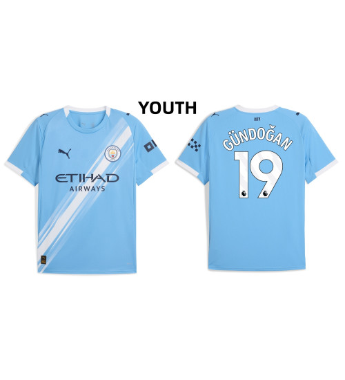 Youth 2025-2026 Manchester City 19. Ilkay Gundogan Replica Blue Home Jersey