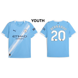 Youth 2025-2026 Manchester City 20. Bernardo Silva Authentic Blue Home Jersey